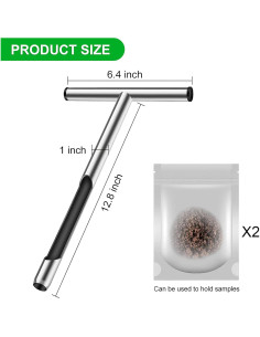 Varilla de Probeta de Suelo Wdlxmzx Acero Inoxidable 30,5 cm 2