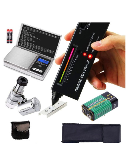 Bolígrafo Probador de Diamantes Szxhf + Lupa LED 60X