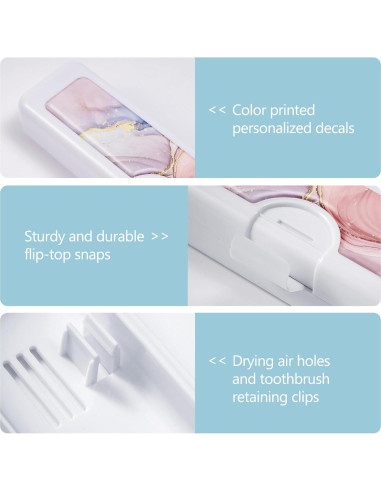 Estuche de Viaje para Cepillos de Dientes Gerkia Mármol Rosa