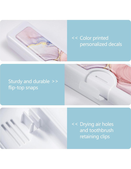 Estuche de Viaje para Cepillos de Dientes Gerkia Mármol Rosa