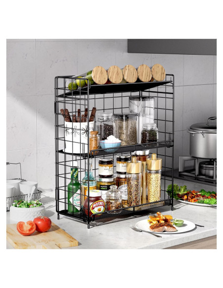 Estante Organizador de Especias DTUQYX 3 Niveles Plegable