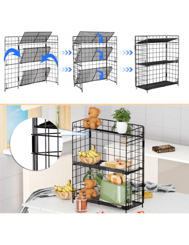 Estante Organizador de Especias DTUQYX 3 Niveles Plegable