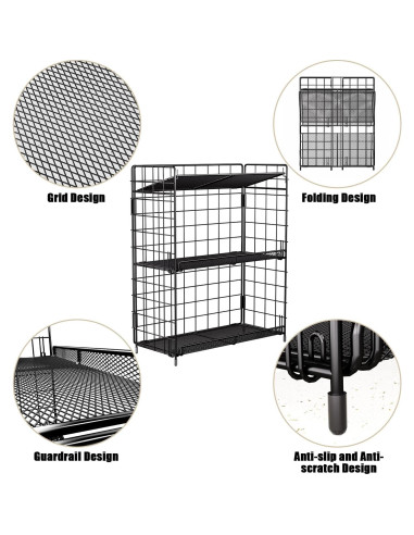 Estante Organizador de Especias DTUQYX 3 Niveles Plegable