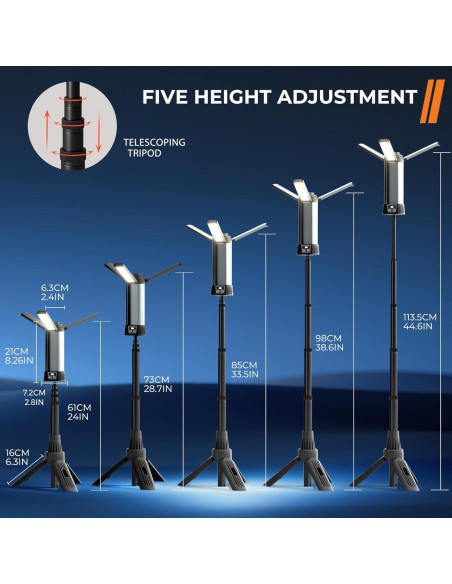 Luz de Trabajo LED Geisofu Recargable 2000 Lúmenes Soporte