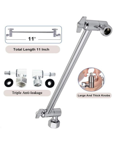 Cabezal de Ducha Alta Presión HarJue 5" Cromo con Brazo 28cm