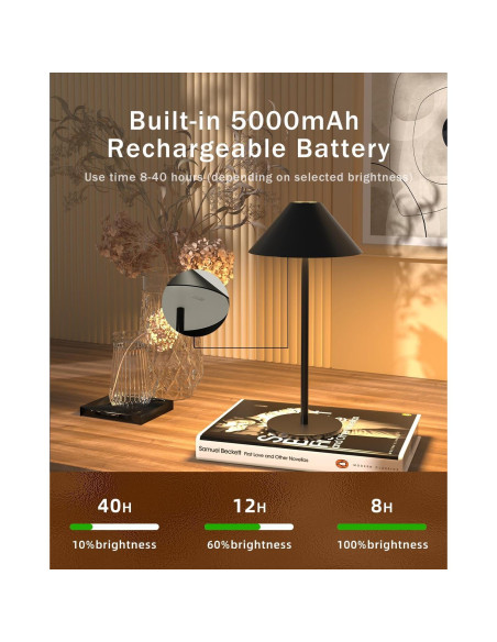 Lámpara de Mesa Inalámbrica CHLORANTHUS 5000mAh LED 3 Colores