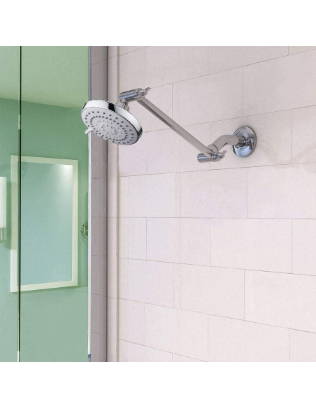 Cabezal de Ducha Alta Presión HarJue 5" Cromo con Brazo 28cm