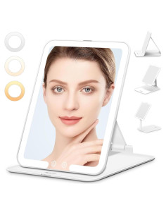 Espejo de Maquillaje Auxmir Blanco Portátil LED 18.8x13 cm
