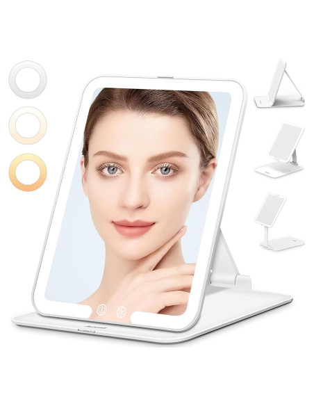 Espejo de Maquillaje Auxmir Blanco Portátil LED 18.8x13 cm