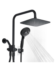 Cabezal de Ducha Doble VXV 8'' Alta Presión Negro Mate
