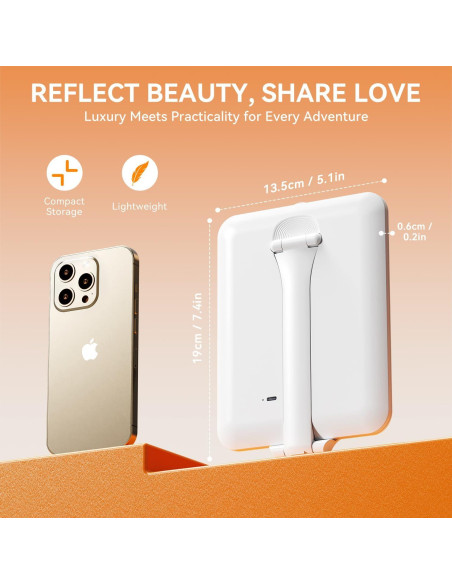 Espejo de Maquillaje Auxmir Blanco Portátil LED 18.8x13 cm