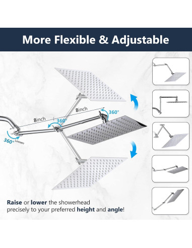 Cabezal de Ducha de Lluvia PDPBath 30,48 cm Cromo con Brazo 40,64 cm