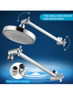 Cabezal de Ducha de Lluvia Nuodan 6" Cromo con Brazo 28cm 2