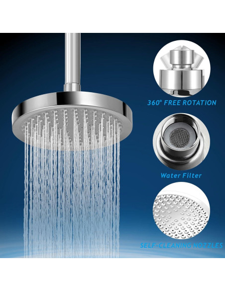 Cabezal de Ducha de Lluvia Nuodan 6" Cromo con Brazo 28cm Cabezal de Ducha de Lluvia Nuodan 6" Cromo con Brazo 28cm