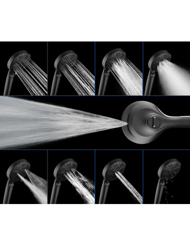Cabeza de Ducha INAVAMZ 10" Negra 2-en-1 con Filtro 15 Etapas