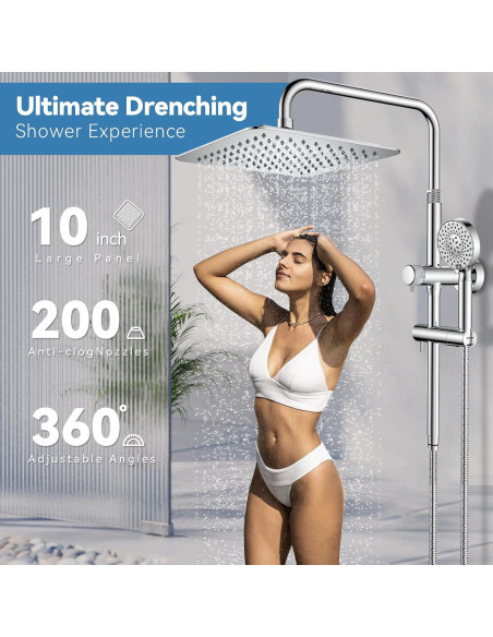 Cabeza de Ducha de Lluvia MakeFit 10" Cromo 2 en 1