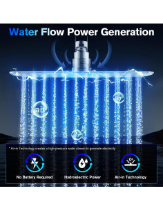 Cabezal de Ducha de Lluvia HUUKE 10" Cromo LED Alta Presión 2