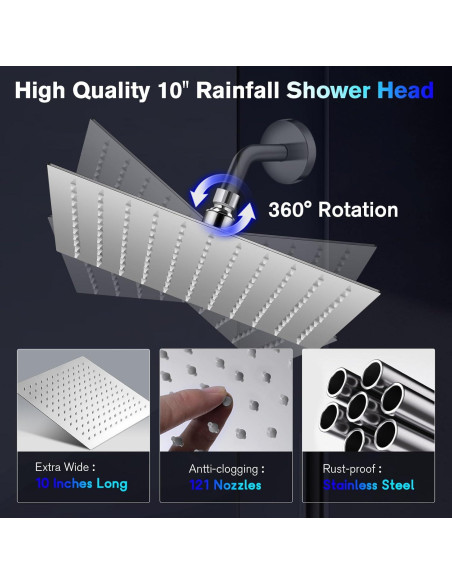 Cabezal de Ducha de Lluvia HUUKE 10" Cromo LED Alta Presión Cabezal de Ducha de Lluvia HUUKE 10" Cromo LED Alta Presión