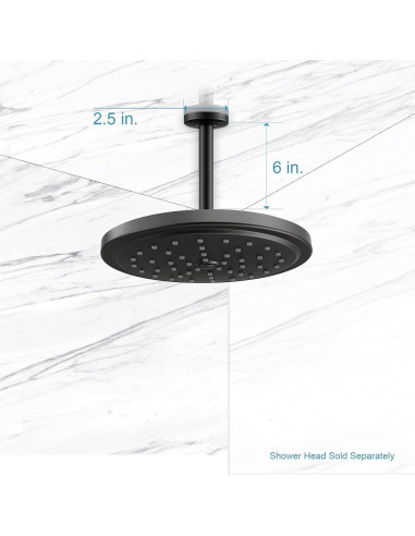 Brazo de Ducha OFFO 15,24 cm Acero Inoxidable Negro Mate