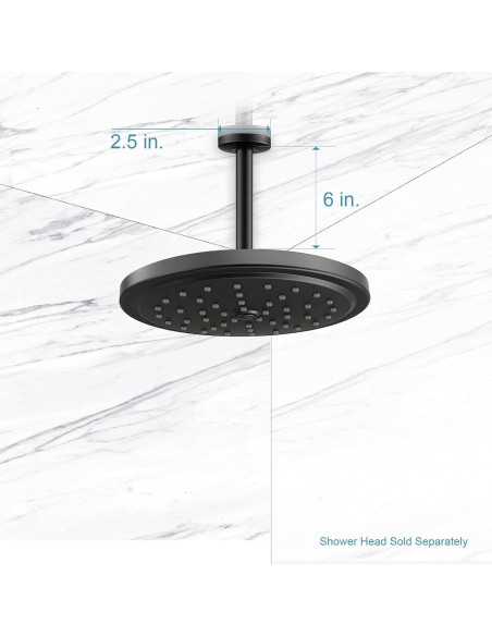 Brazo de Ducha OFFO 15,24 cm Acero Inoxidable Negro Mate