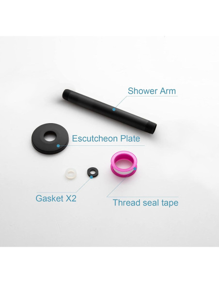 Brazo de Ducha OFFO 15,24 cm Acero Inoxidable Negro Mate