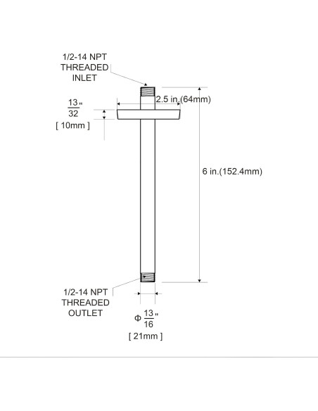 Brazo de Ducha OFFO 15,24 cm Acero Inoxidable Negro Mate