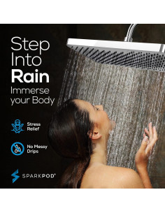 Cabezal de Ducha de Lluvia SparkPod 30x20 cm Cromo Pulido 2
