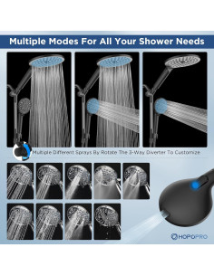 Cabezas de Ducha de Mano HOPOPRO Doble con Filtro 15 Modos 2