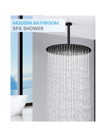 Cabezal de Ducha de Lluvia KINLIV 40 cm Acero Inoxidable Negro Mate