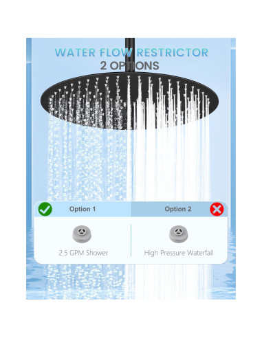 Cabezal de Ducha de Lluvia KINLIV 40 cm Acero Inoxidable Negro Mate