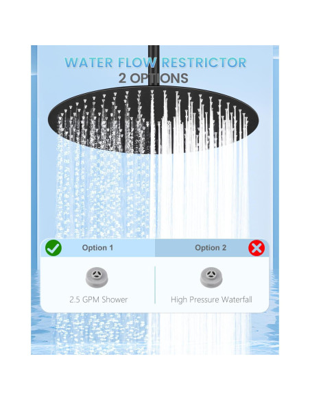 Cabezal de Ducha de Lluvia KINLIV 40 cm Acero Inoxidable Negro Mate