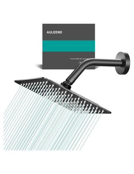 Cabezal de Ducha de Lluvia AULEEND 20 cm Acero Inoxidable Negro