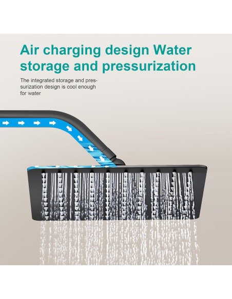 Cabezal de Ducha de Lluvia AULEEND 20 cm Acero Inoxidable Negro