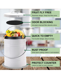 Contenedor de Compost LALASTAR 1 Galón Metálico Blanco 2