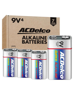 Baterías ACDelco Alcalinas 9V 4 Unidades - Vida Útil 7 Años