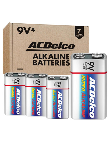 Baterías ACDelco Alcalinas 9V 4 Unidades - Vida Útil 7 Años