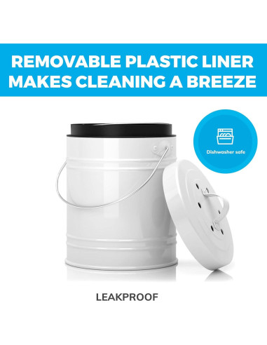 Bin de Compostaje 3L Cooler Kitchen Blanco Sin Olores