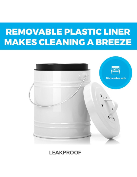 Bin de Compostaje 3L Cooler Kitchen Blanco Sin Olores