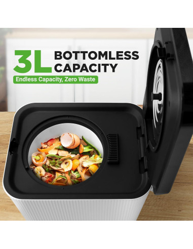 Contenedor de Compostaje NutriChef 3L Blanco - Sin Olores