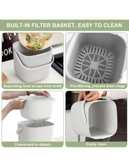 Cubo de Compostaje de Cocina Jaderlu 7L Blanco Moderno