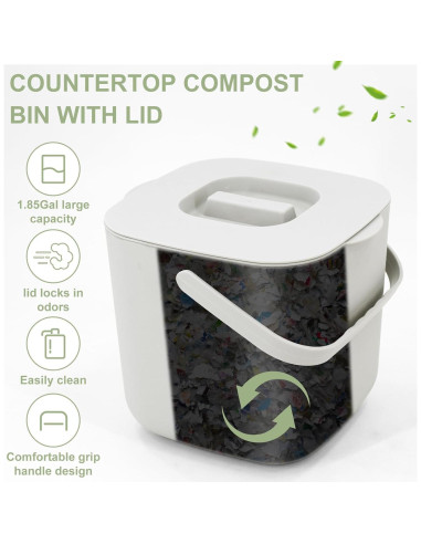 Cubo de Compostaje de Cocina Jaderlu 7L Blanco Moderno