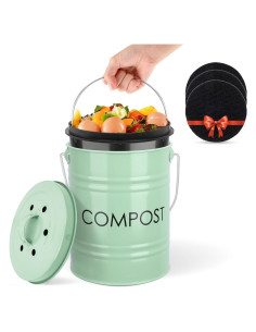 Bin de Compostaje Vipush Verde 0.68 kg con Filtro de Carbón