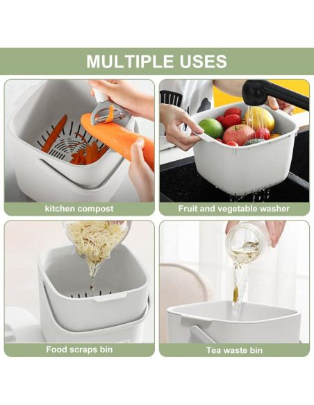 Cubo de Compostaje de Cocina Jaderlu 7L Blanco Moderno