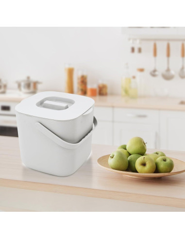 Cubo de Compostaje de Cocina Jaderlu 7L Blanco Moderno