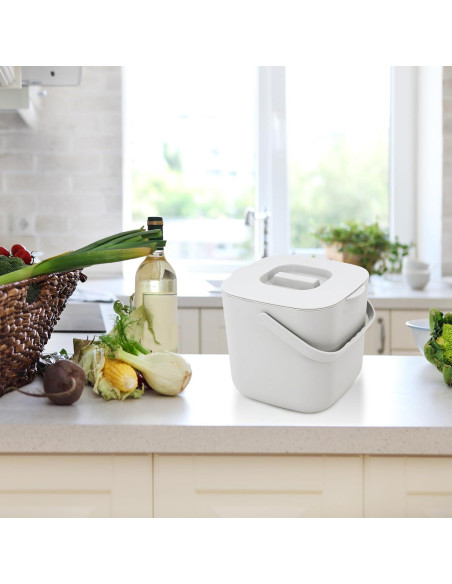 Cubo de Compostaje de Cocina Jaderlu 7L Blanco Moderno