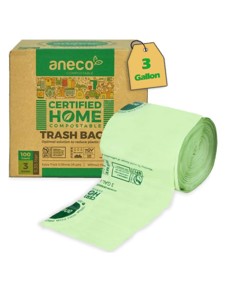 Bolsas Compostables ANECO 3 Galones 100 Unidades Extra Gruesas