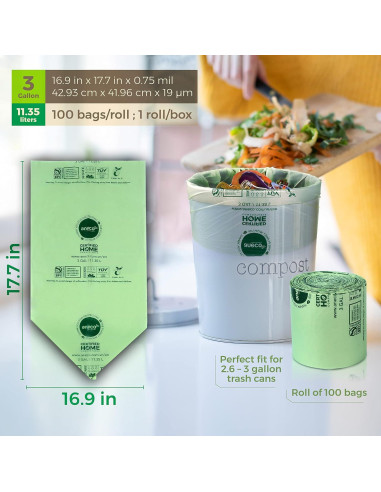 Bolsas Compostables ANECO 3 Galones 100 Unidades Extra Gruesas
