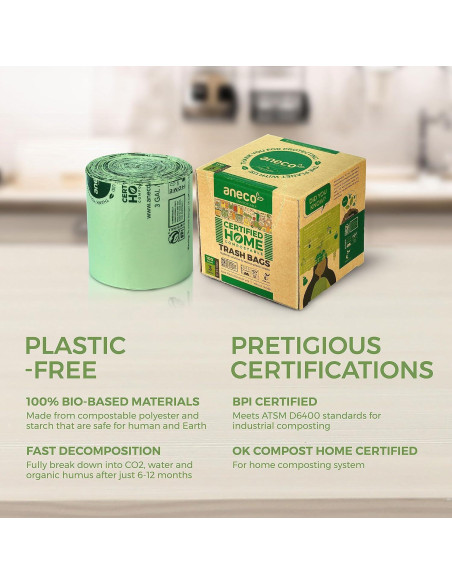 Bolsas Compostables ANECO 3 Galones 100 Unidades Extra Gruesas
