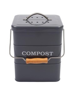Cubo de Compostaje Morezi 1 Galón Acero al Carbono Gris