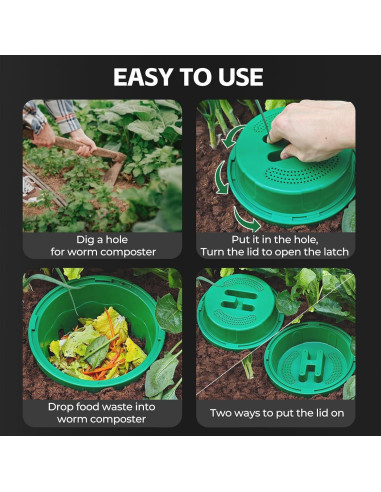 Compostador de Gusanos Inground TOP XIAN 8L 2 Paquetes Verde